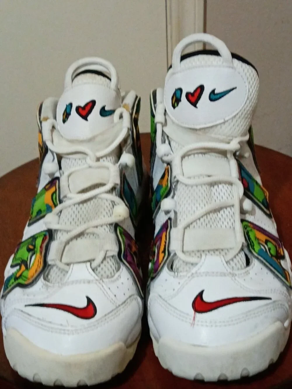 Nike Air More Uptempo Peace Love Swoosh White Multi Size 7Y Shoes DM8155-100